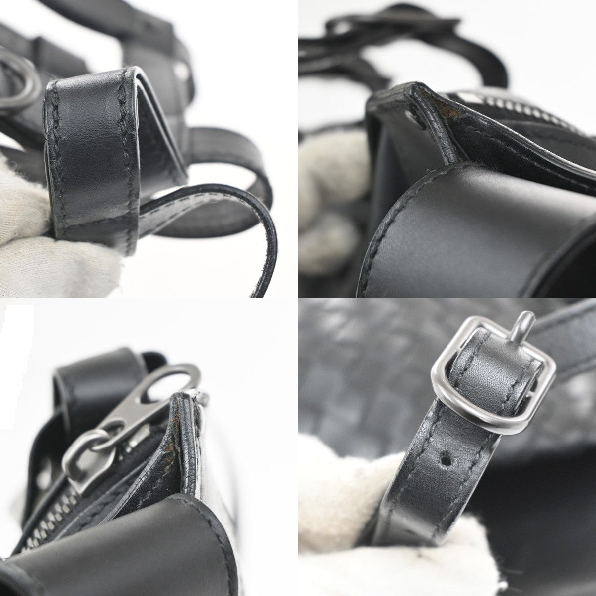 BOTTEGA VENETA Logo Intrecciato Body Bum Bag Leather Black Italy 12RL727