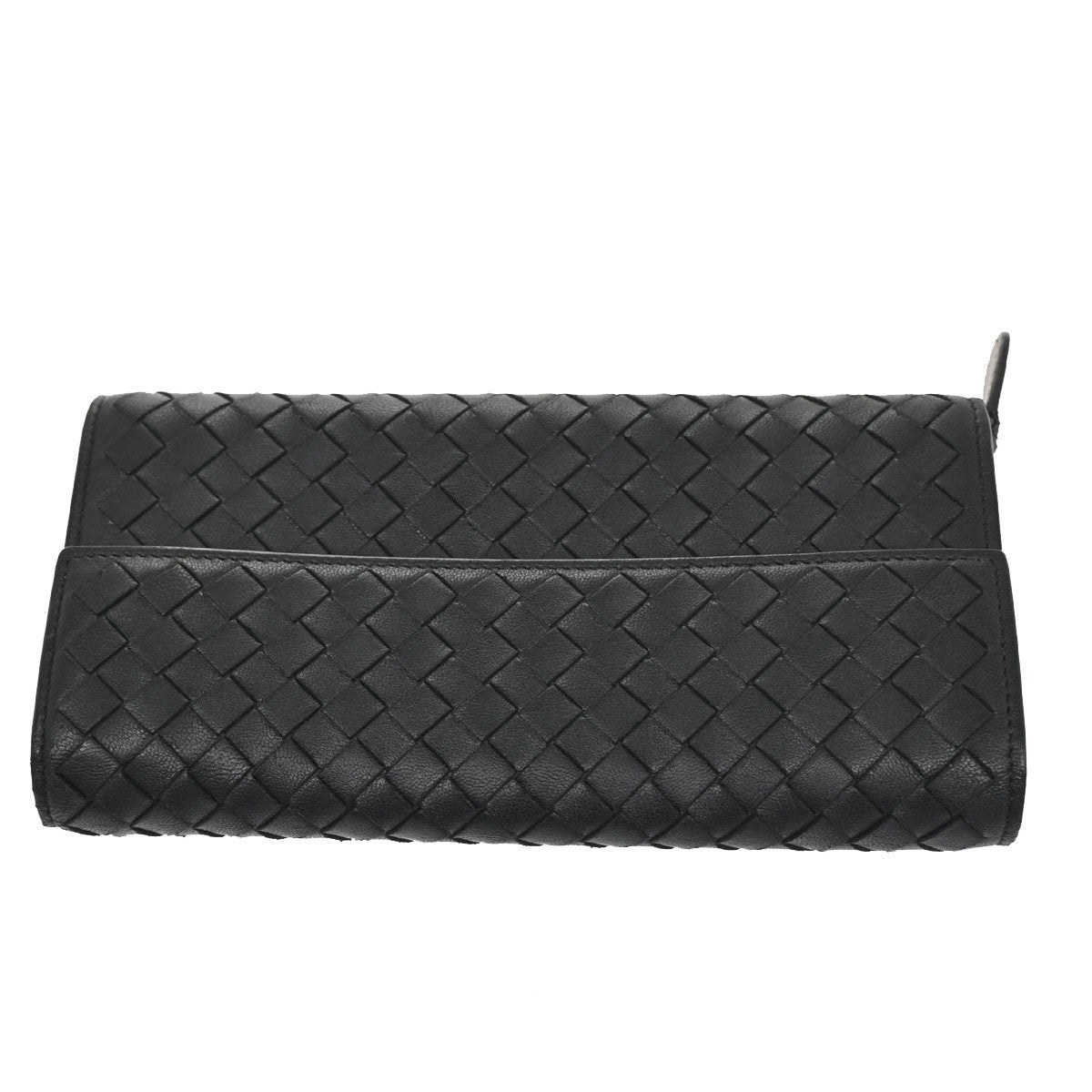 BOTTEGA VENETA Logo Intrecciato Long Bifold Wallet Leather Black 69TA154