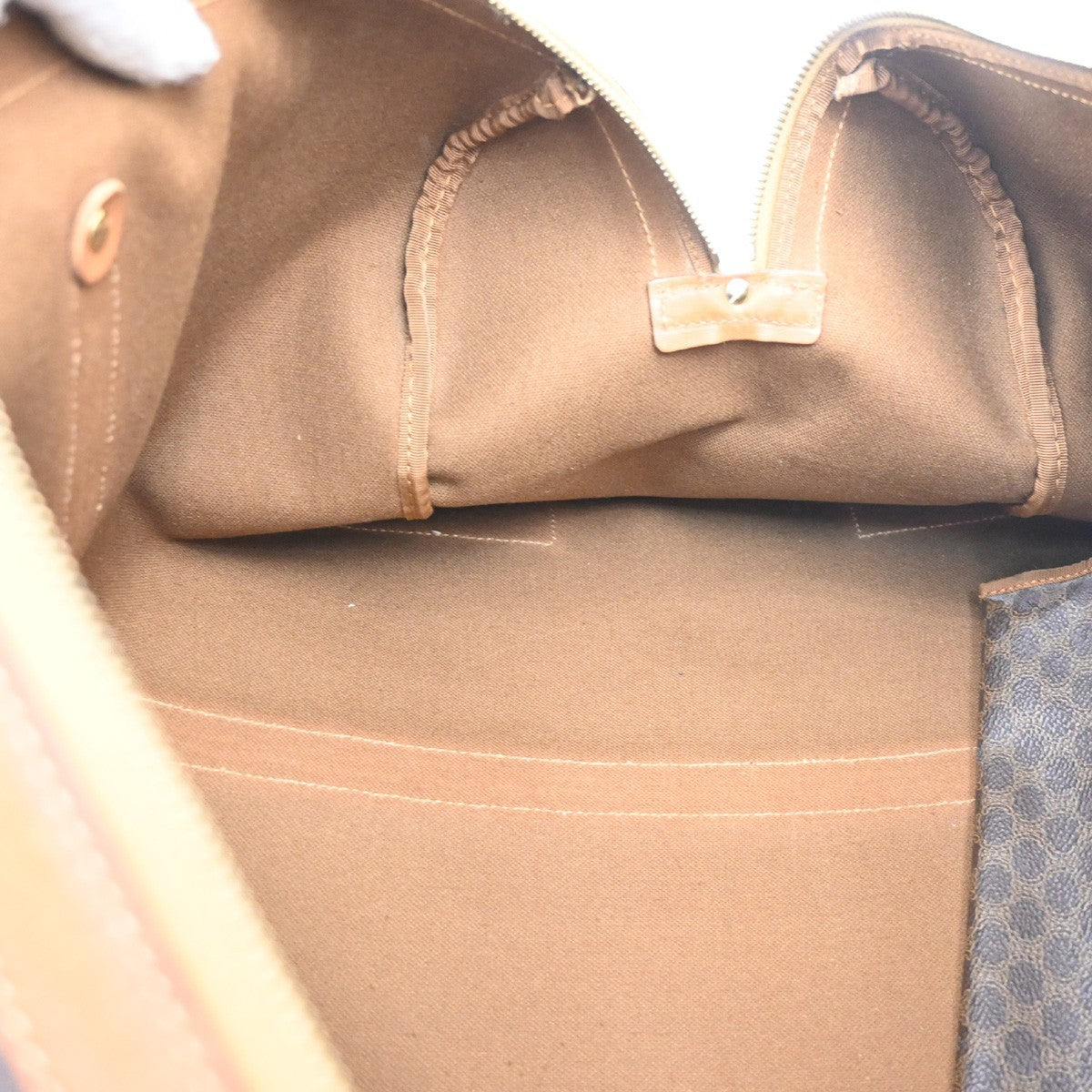 CELINE Logo Macadam Pattern Travel Hand Boston Bag PVC Leather Brown 62CA283