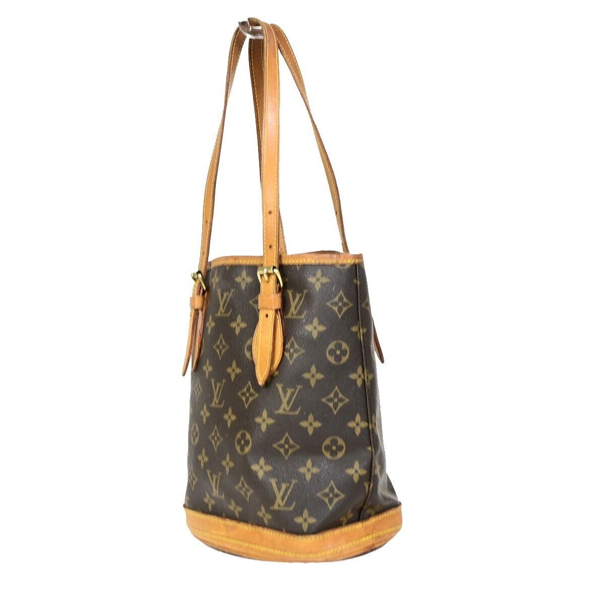 LOUIS VUITTON BUCKET PM Shoulder Tote Bag Monogram Leather Brown M42238 31FA771