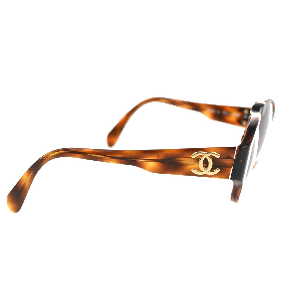 CHANEL CC Logo Sunglasses Eye Wear Plastic Brown GHW Italy 0006 09RL981