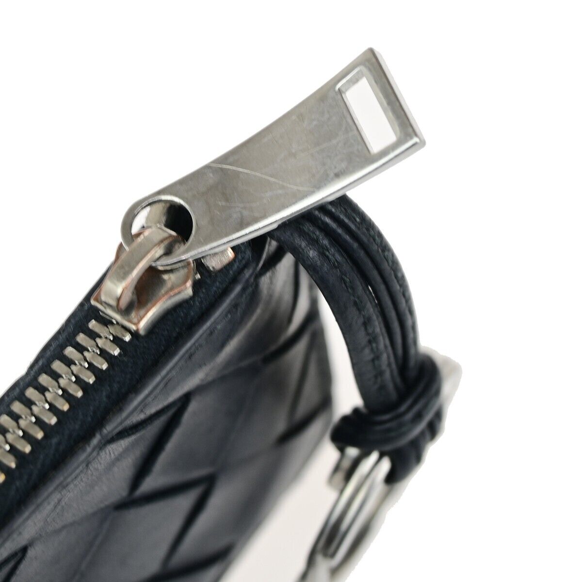 BOTTEGA VENETA Logo Intrecciato Coin Case Wallet Leather Black Italy 66EC617