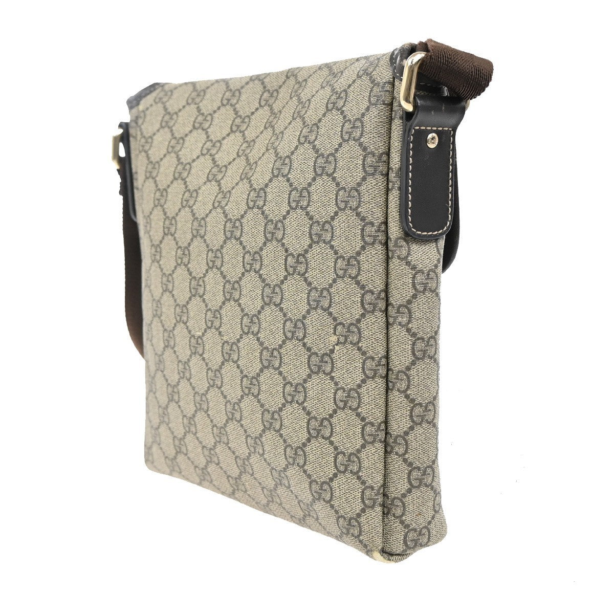 GUCCI GG Supreme Shoulder Bag Leather Beige GHW Italy 0223666 65MA089
