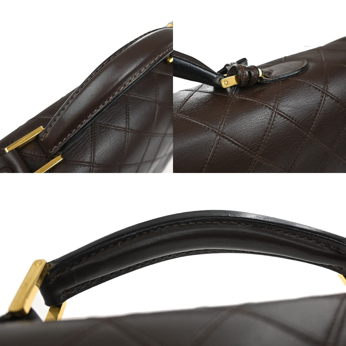 CHANEL Logo Bicolore Business Briefcase Hand Bag Leather Brown GHW VTG 45RL314