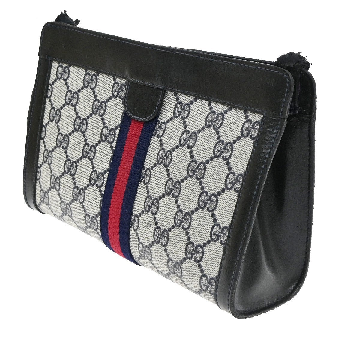 GUCCI Sherry GG Pattern Crossbody Shoulder Bag PVC Leather Navy Italy 01KC548