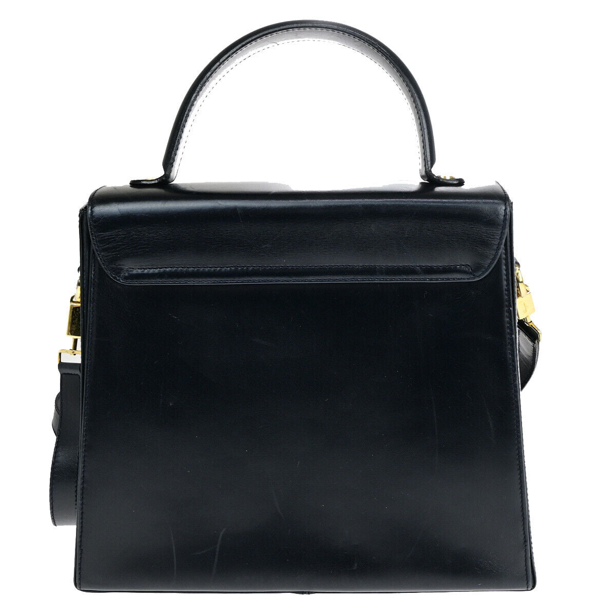 SALVATORE FERRAGAMO Logo Gancini 2Way Shoulder Hand Bag Leather Blue GHW 34YF576