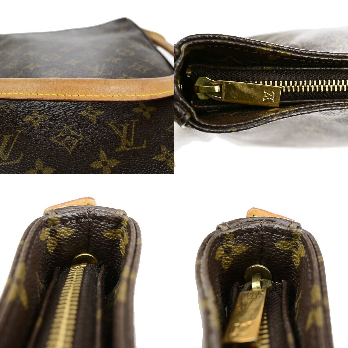 LOUIS VUITTON Logo Looping GM Shoulder Bag Monogram Leather Brown M51145 84ED412