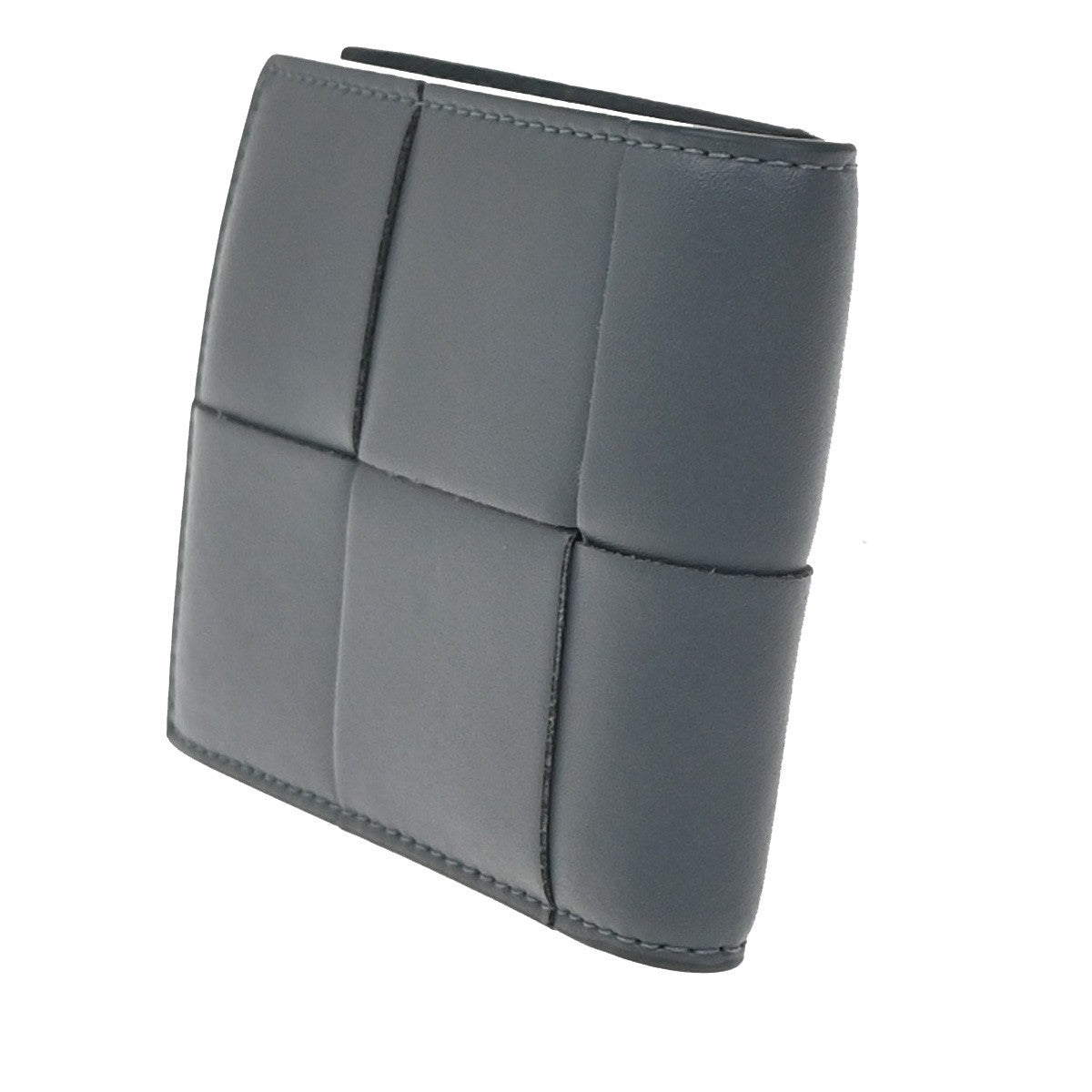 BOTTEGA VENETA Logo Cassette Bifold Compact Wallet Leather Gray Italy 31RP158