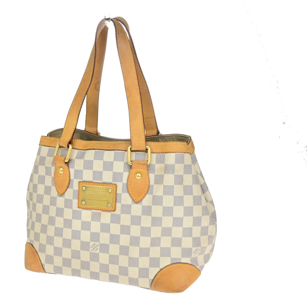 LOUIS VUITTON Hampstead PM Shoulder Bag Damier Azur Leather White N51207 77YF415