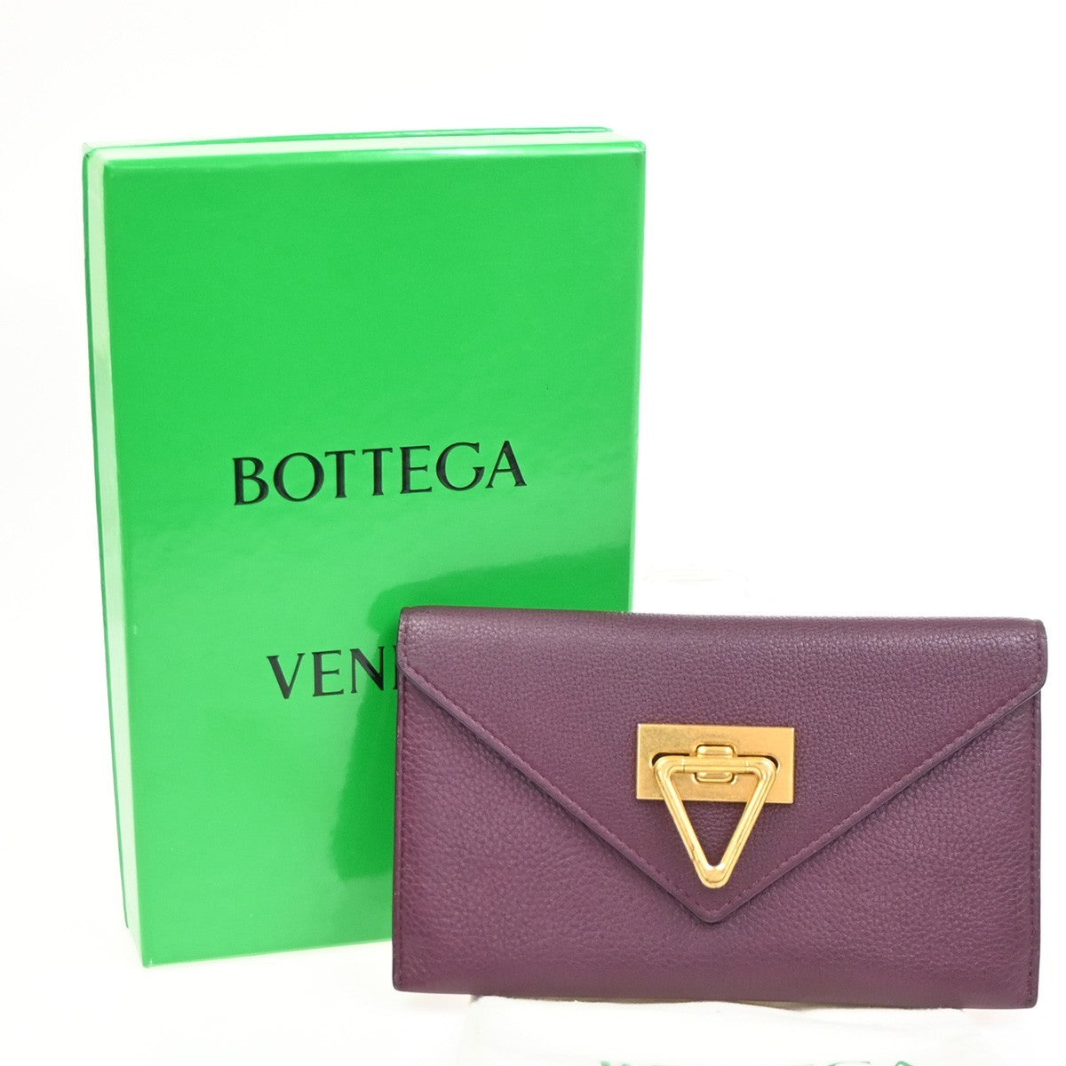 BOTTEGA VENETA Saint Germain Triangle Flap Long Wallet Leather Purple 65CA845