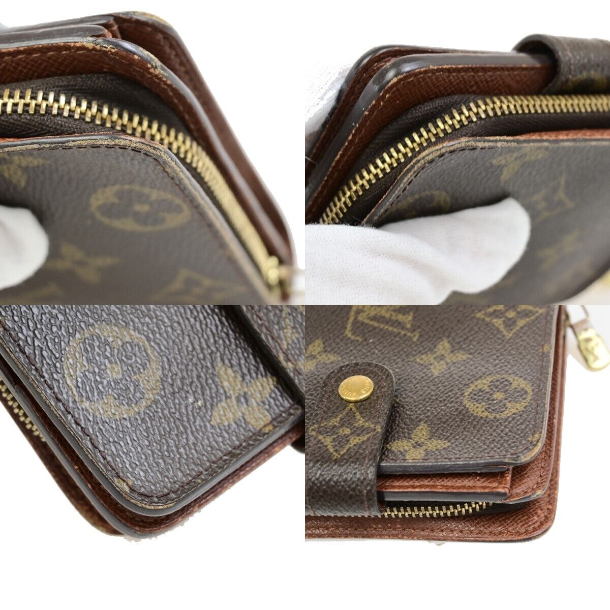 LOUIS VUITTON Compact Zip Bifold Wallet Monogram Leather Brown M61667 02ED910