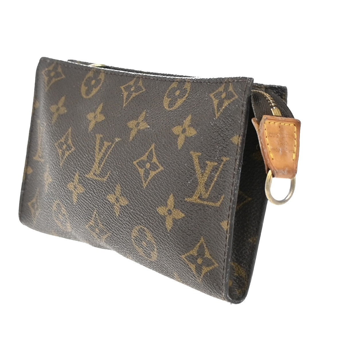 LOUIS VUITTON Logo BUCKET GM Pouch Bag Monogram Leather Brown France 05EG170