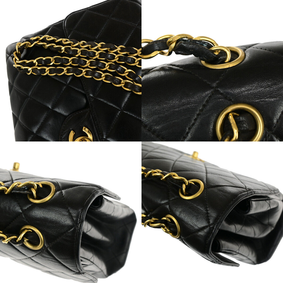 CHANEL CC Matelasse 30 Both Flap Chain Shoulder Bag Leather Black GHW 823RJ921