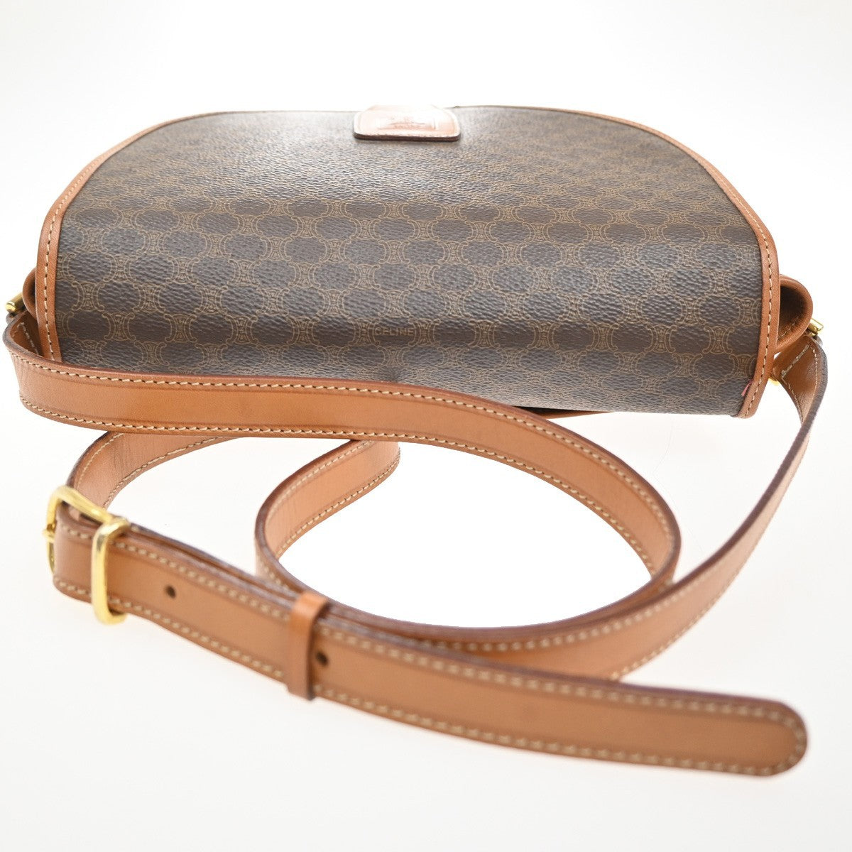 CELINE Logo Macadam Pattern Shoulder Bag PVC Leather Brown GHW Italy 35CA072