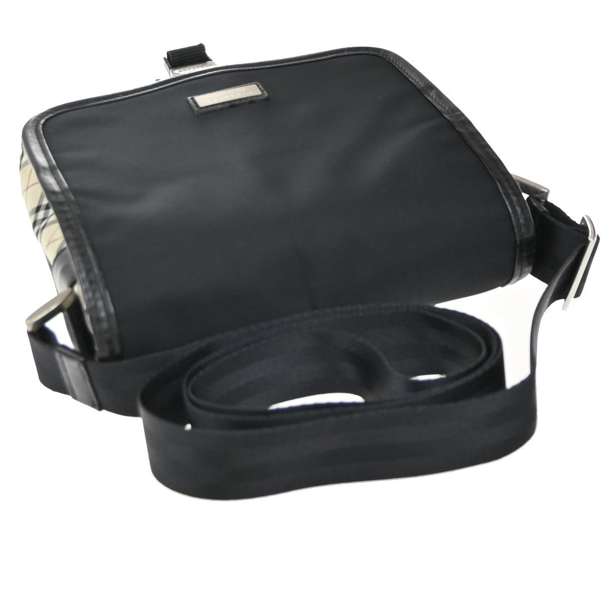 BURBERRY Nova Check Crossbody Mini Shoulder Bag Nylon Leather Black SHW 61KP417