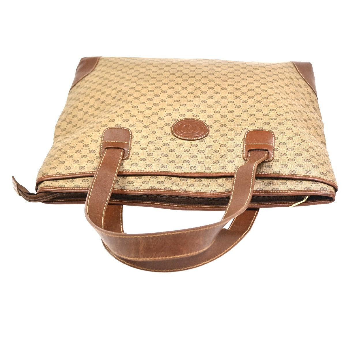 GUCCI Logo Micro GG Pattern Shoulder Tote Bag PVC Leather Brwn GHW Italy 05KC980
