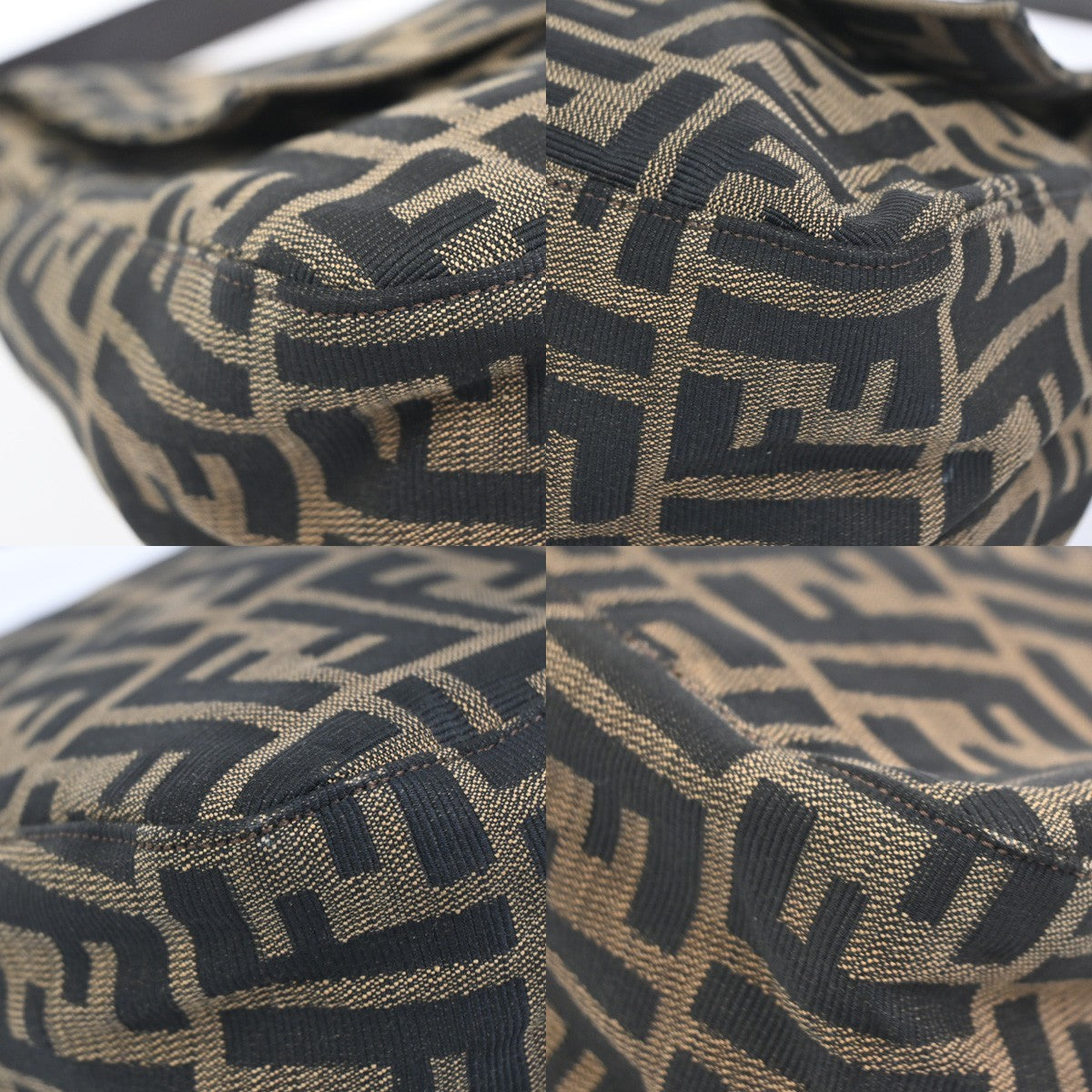 FENDI Mamma Baguette Zucca Shoulder bag Canvas Leather Brown SHW Italy 46KC909