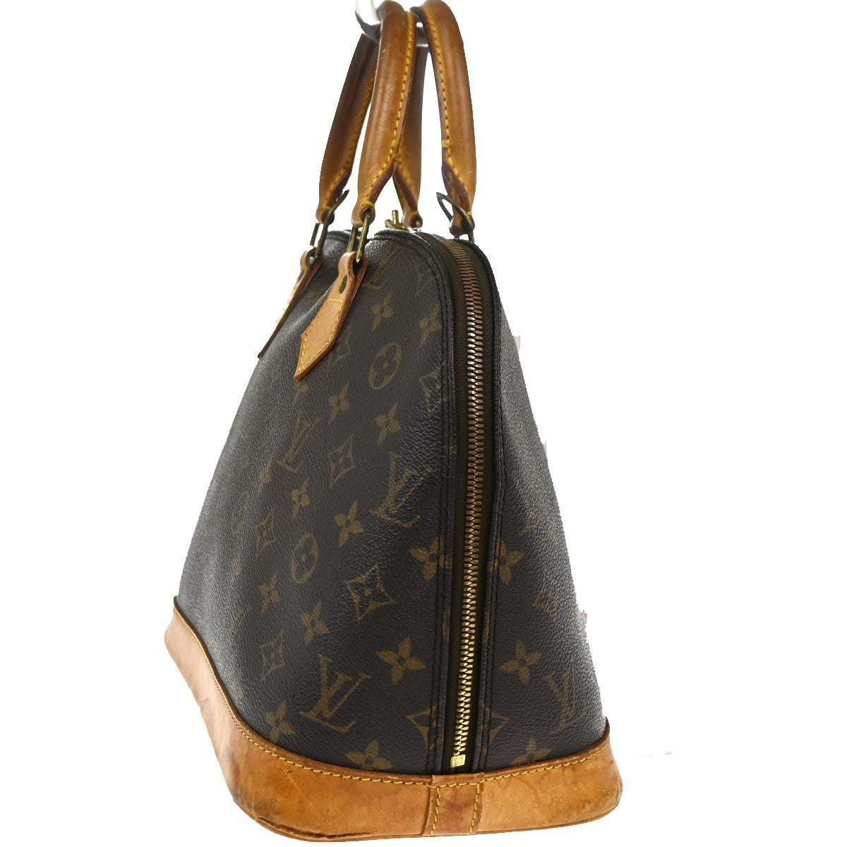 LOUIS VUITTON LV Logo Alma Hand Bag Monogram Leather Brown France M51130 36KC363