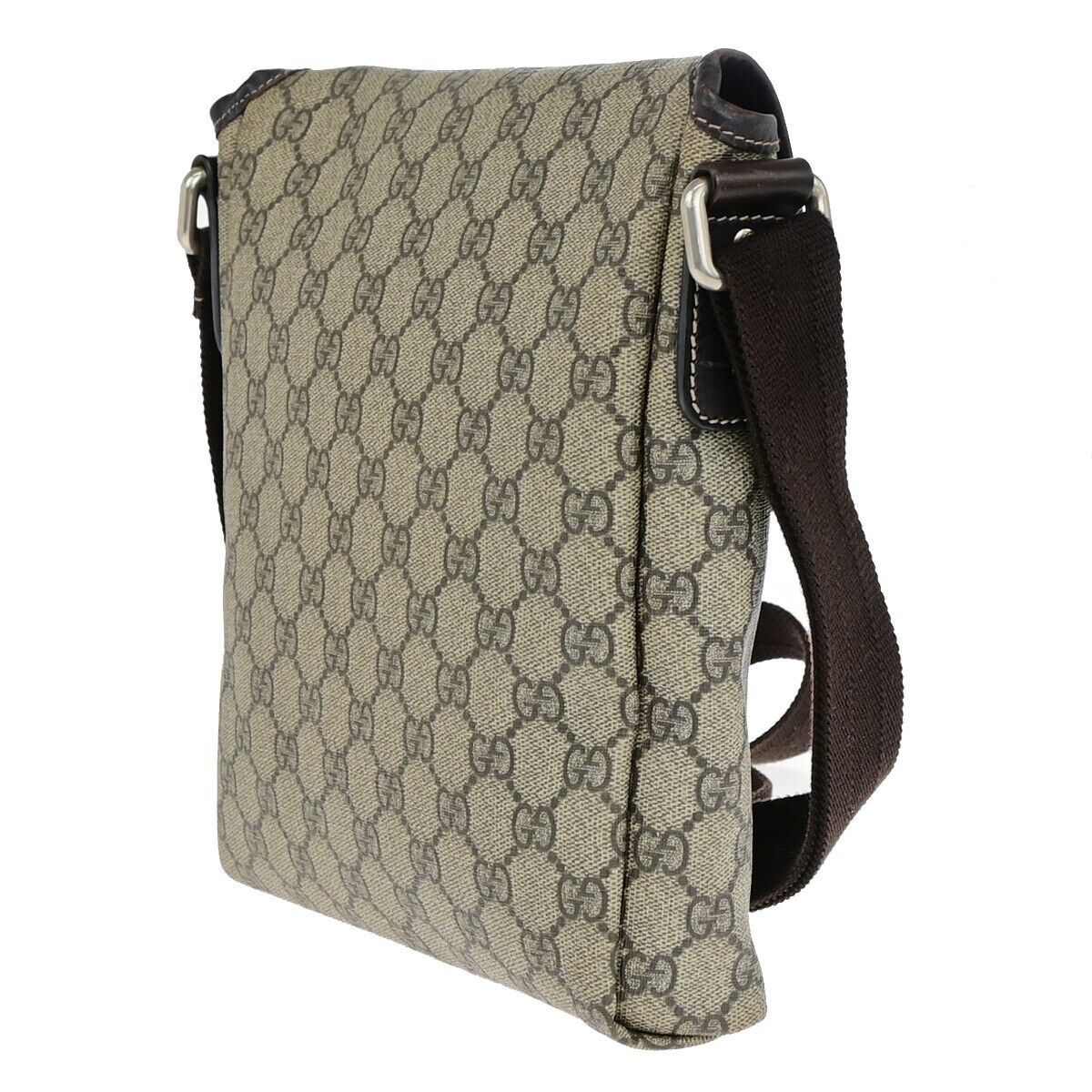 GUCCI Logo GG Pattern Crossbody Shoulder Bag PVC Leather Brown Italy 68EC870