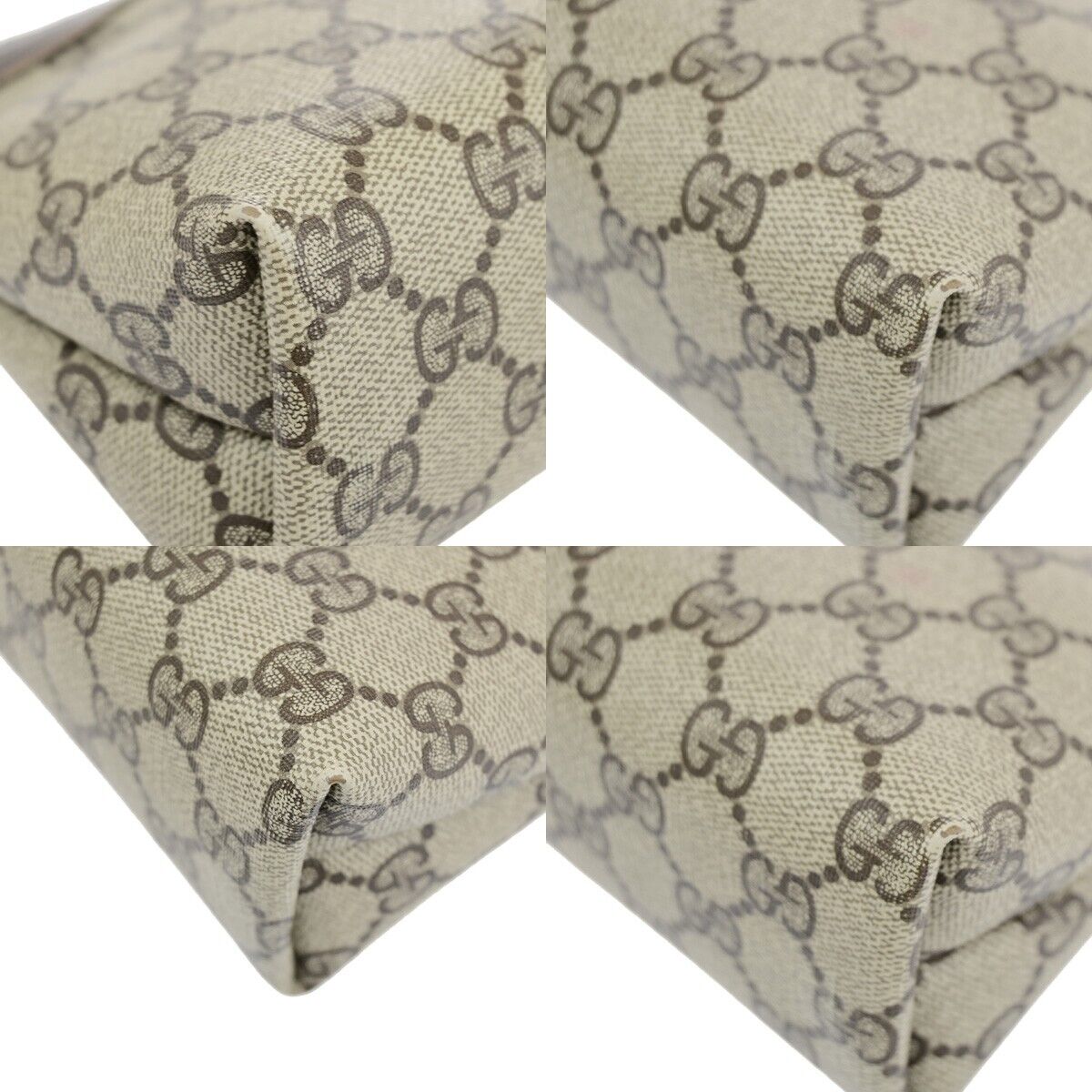 GUCCI Logo GG Pattern Pouch Bag PVC Leather Brown GHW Italy 05SH828