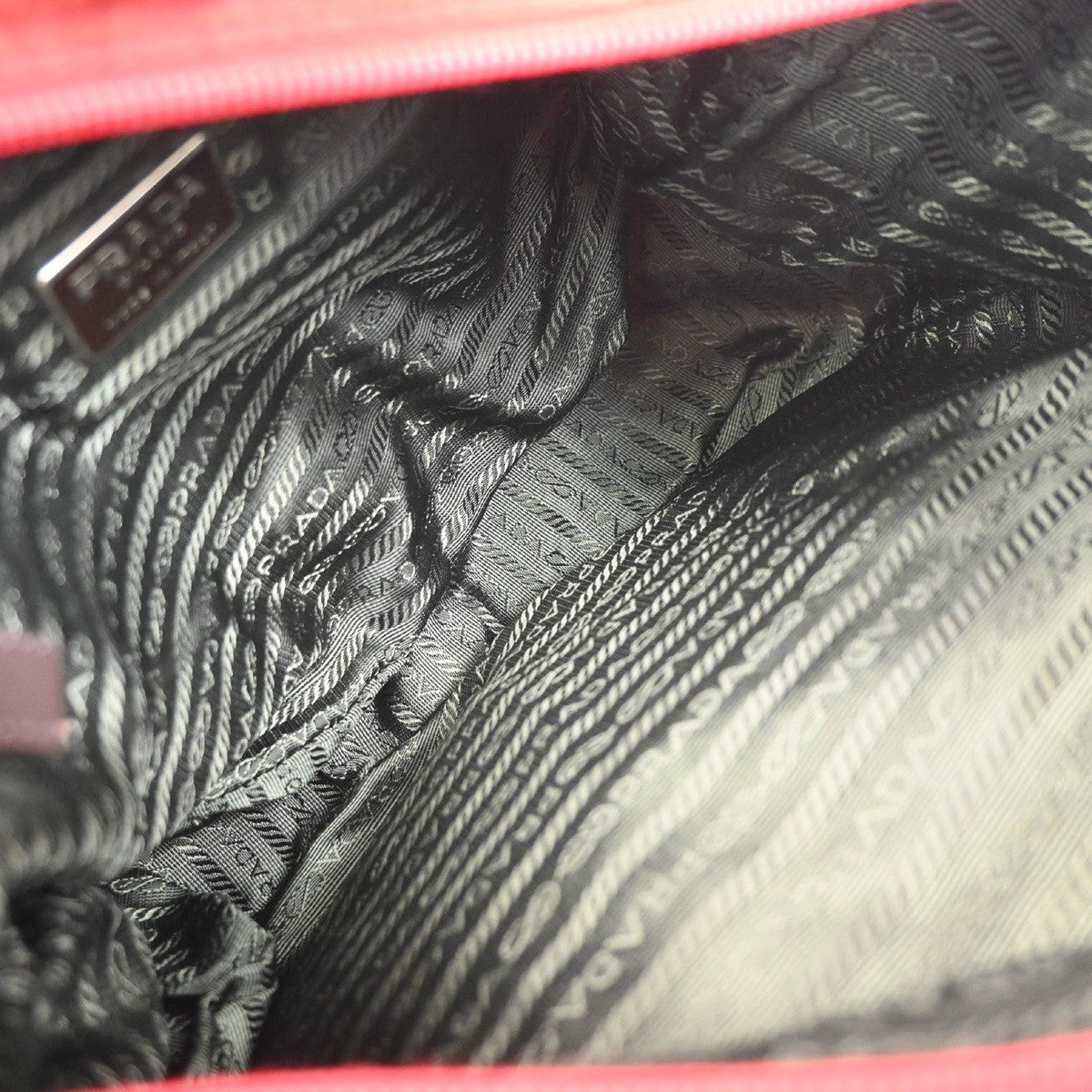 PRADA Logo Tessuto Messenger Shoulder Bag Nylon Leather Red SHW Italy 30KD109