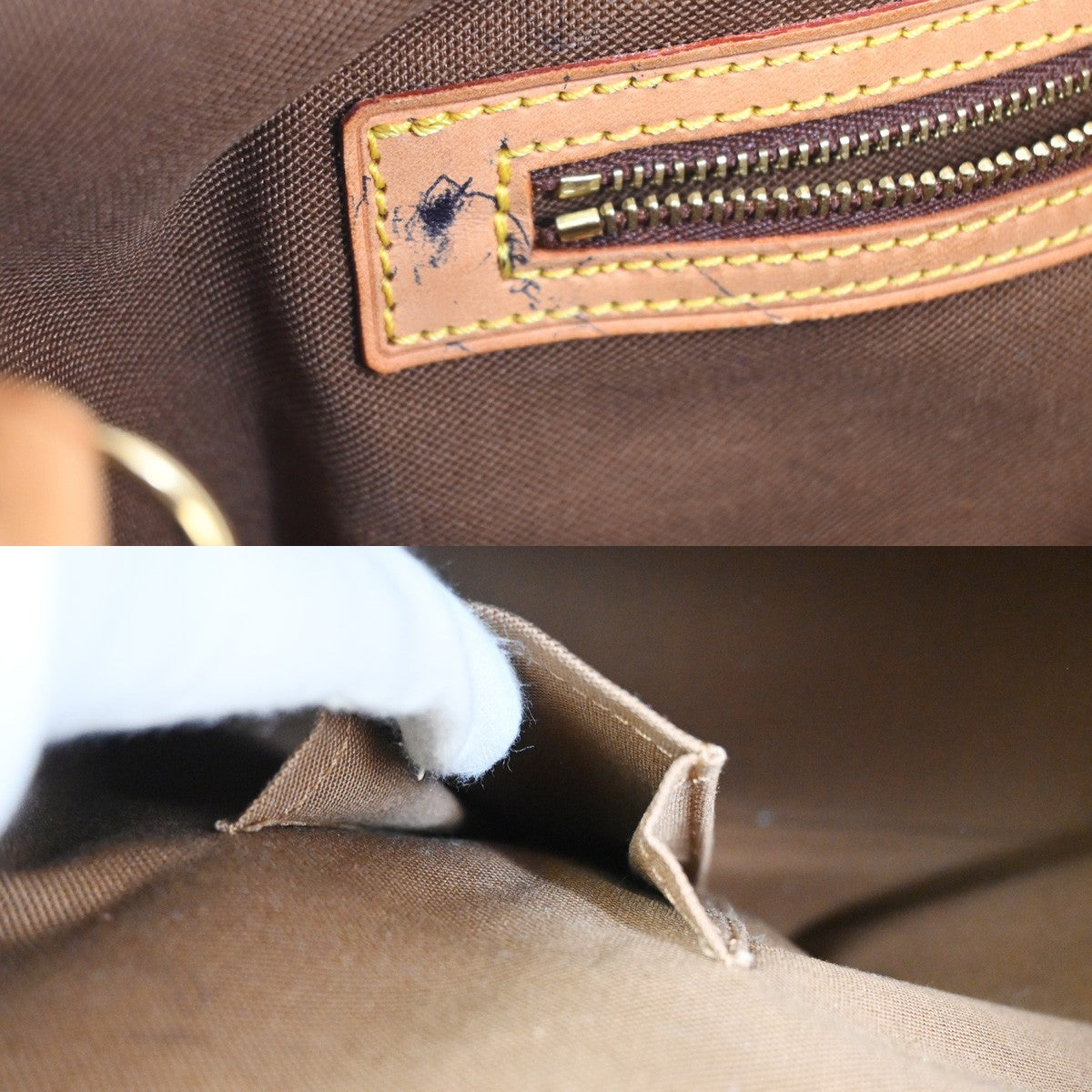 LOUIS VUITTON Cabas Mezzo Shoulder Bag Monogram Leather Brown M51151 85KC897