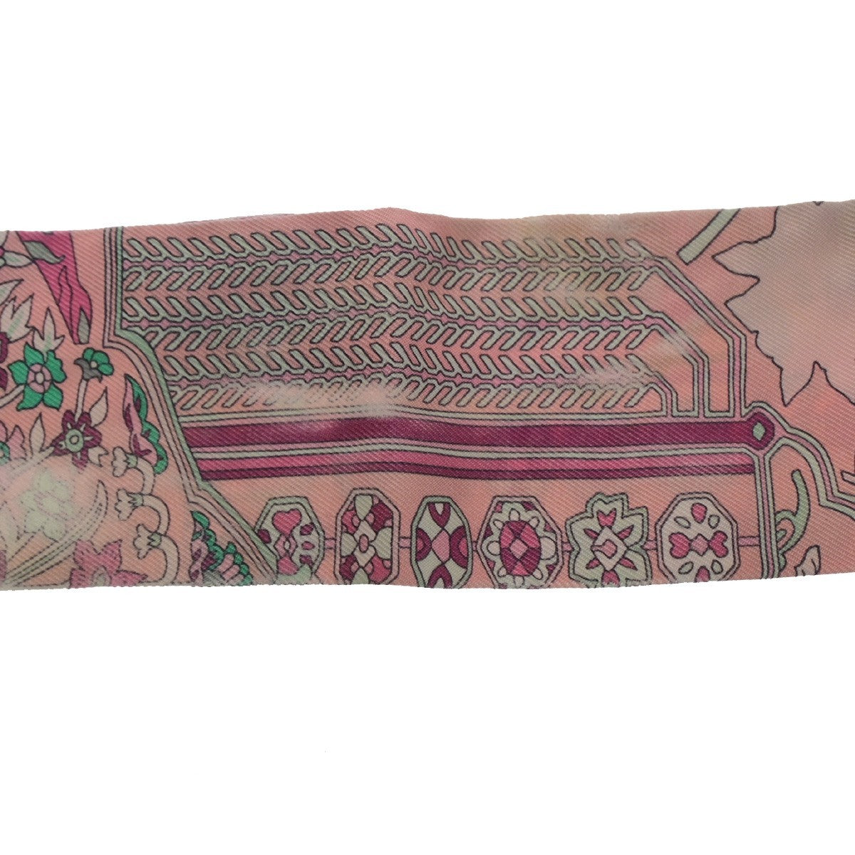 HERMES Twilly Scarf " Tapis Persans " 100% Silk Pink France 63RQ092