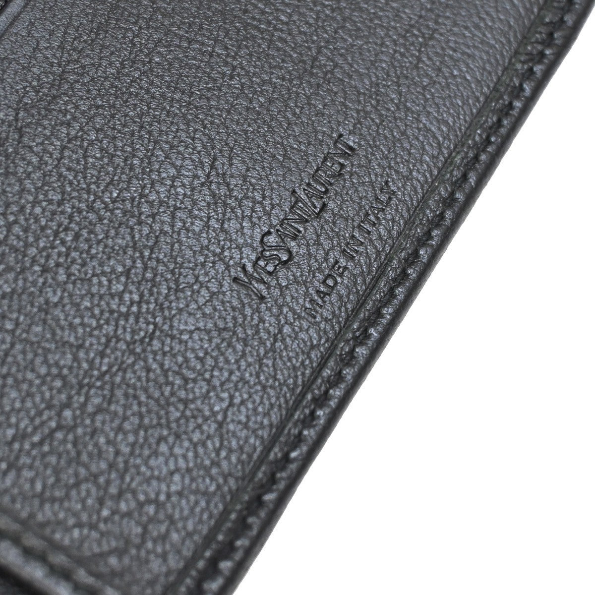 YVES SAINT LAURENT YSL Zipper Around Compact Wallet Purse Leather Black 31KA656
