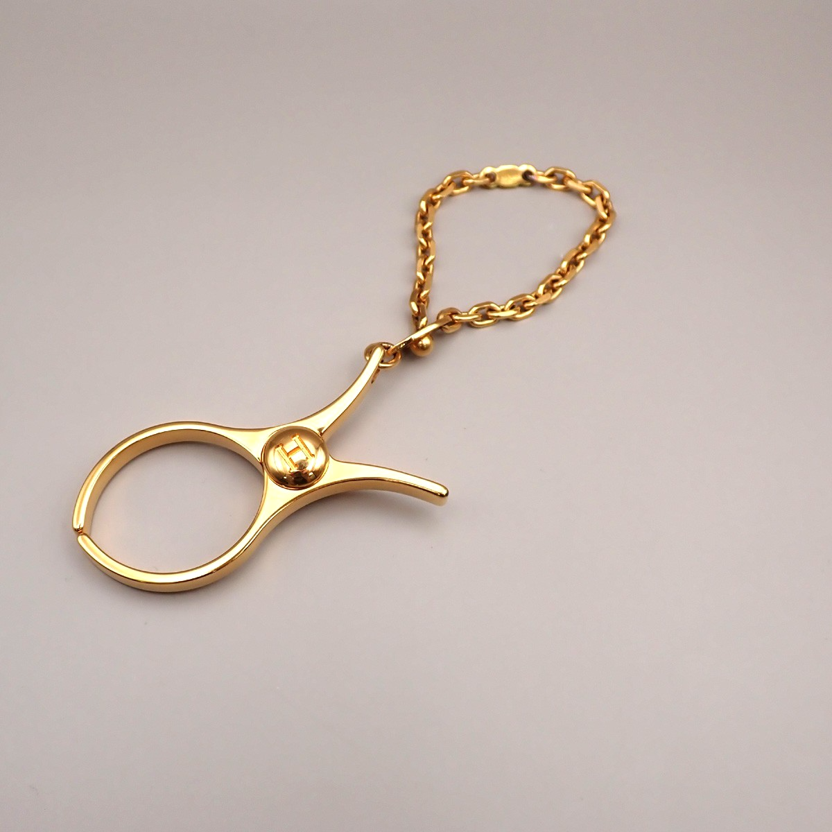 HERMES Logo Filou Chain Glove Holder Bag Charm Gold GHW Accessory 04RL886