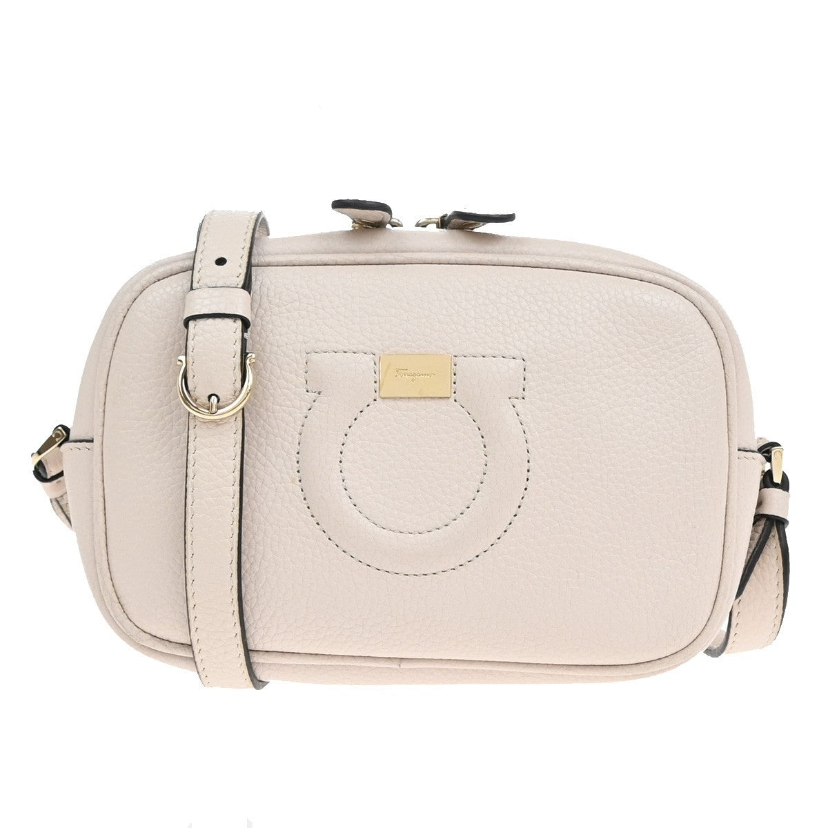 SALVATORE FERRAGAMO Logo Gancini Mini Shoulder Bag Leather White GWH 38EF396