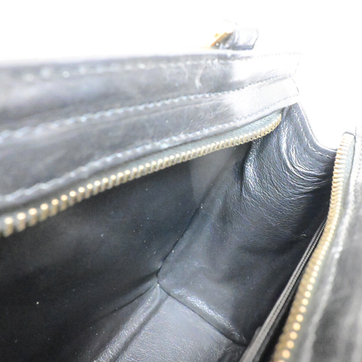 GIANNI VERSACE Logo Medusa Chain Shoulder Bag Leather Black GHW 72YG342