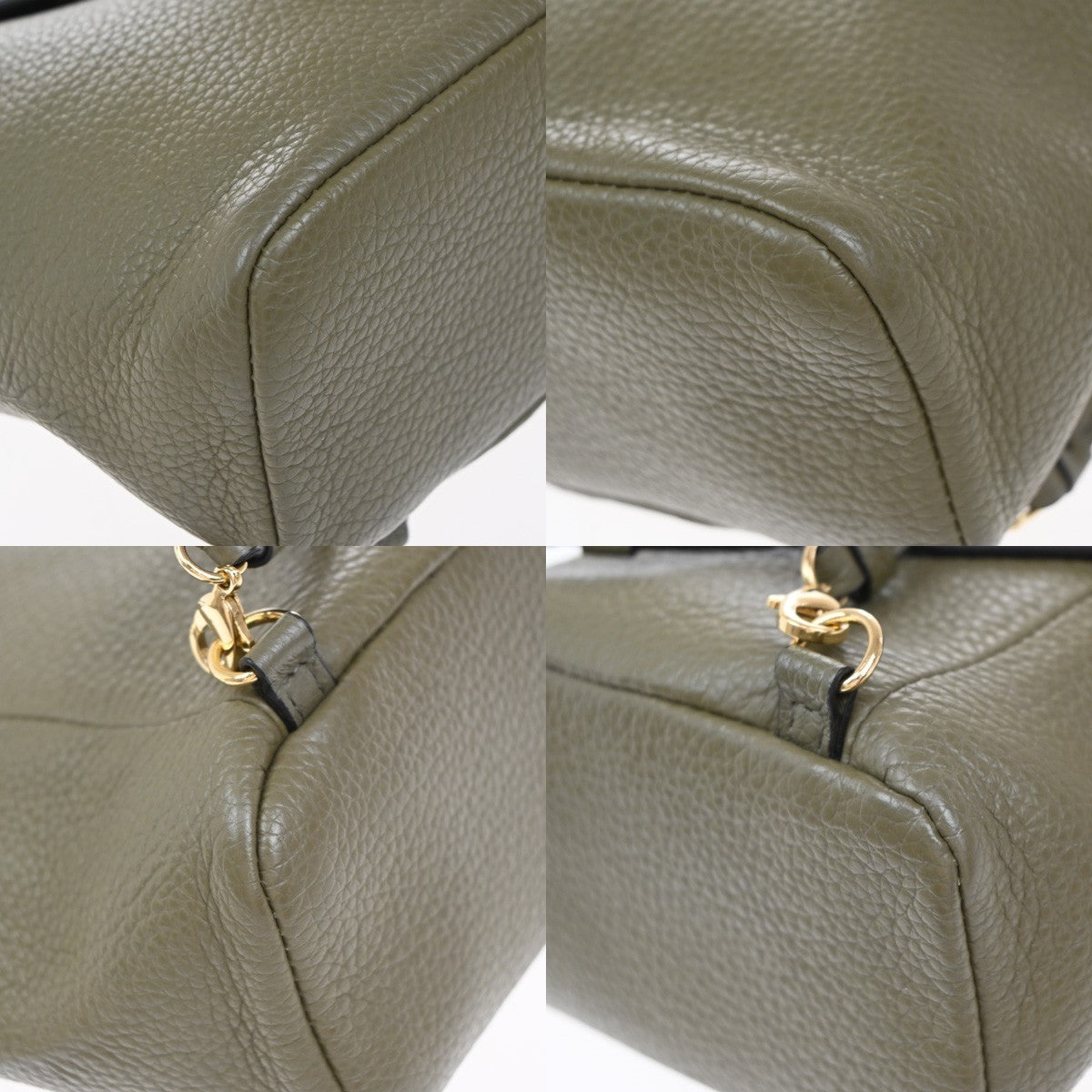 SALVATORE FERRAGAMO Logo Gancini Mini Backpack Bag Leather Khaki 86EG146