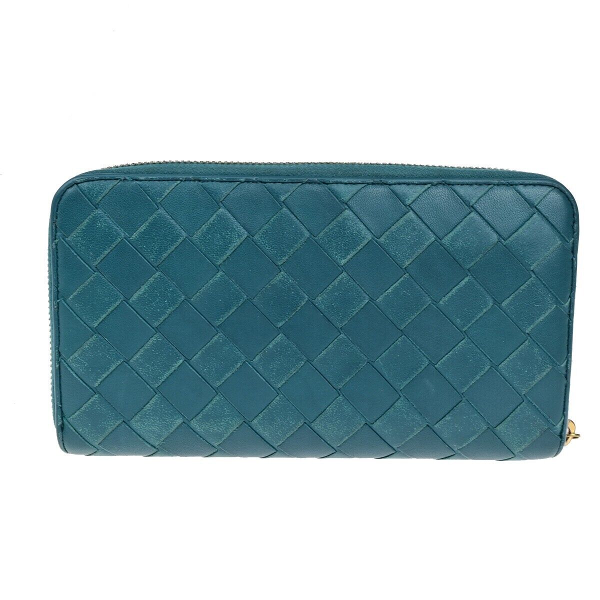 BOTTEGA VENETA Intrecciato Zipper Around Long Wallet Leather Green GHW 63EC896