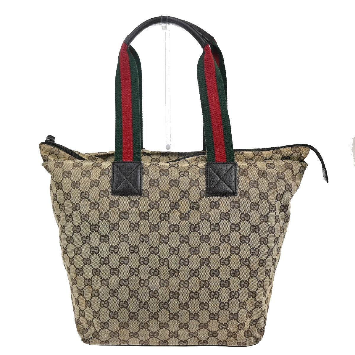 GUCCI GG Logo Sherry Line Shoulder Hand Bag Canvas Leather Beige Italy 67KC204