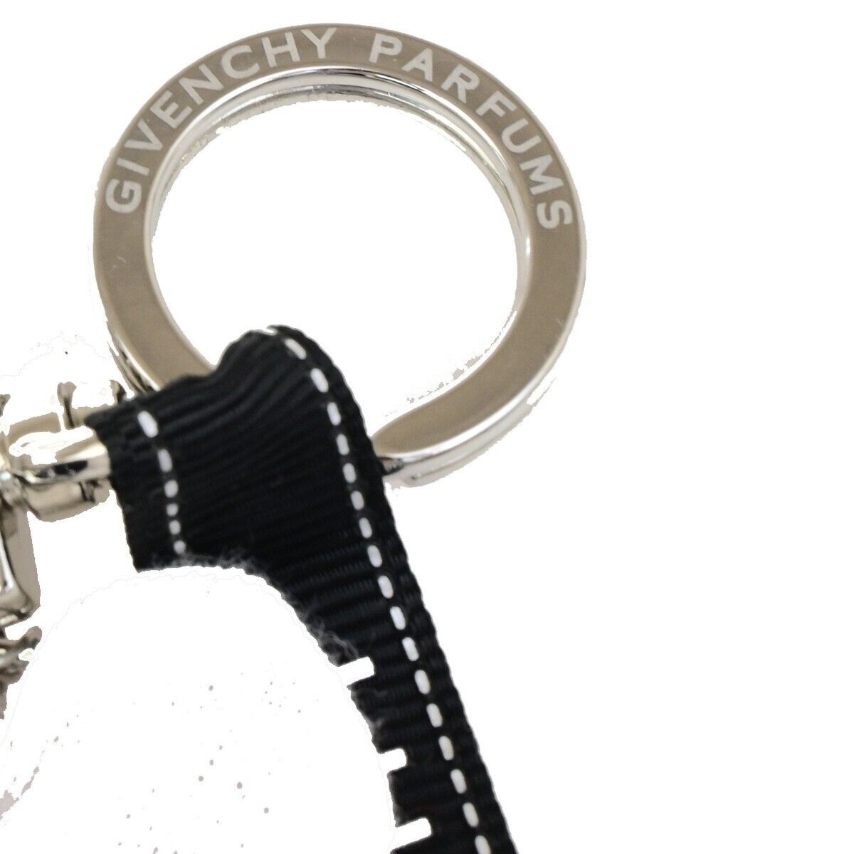 GIVENCHY Logo Parfums Make Up Bag Charm Key Ring Plastic Black Red SHW 03KA429