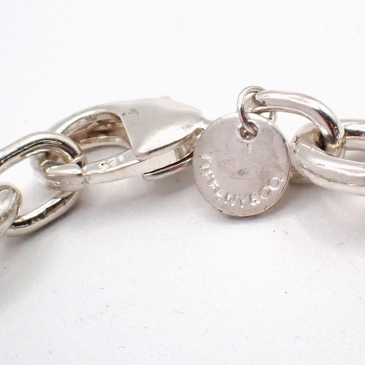 Tiffany & Co. Logo Stencil Charm Bracelet Silver 925 33EG105