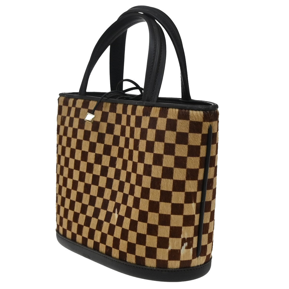 LOUIS VUITTON Sauvage Impala Hand Bag Damier Fur Leather Brown M92133 33EG038