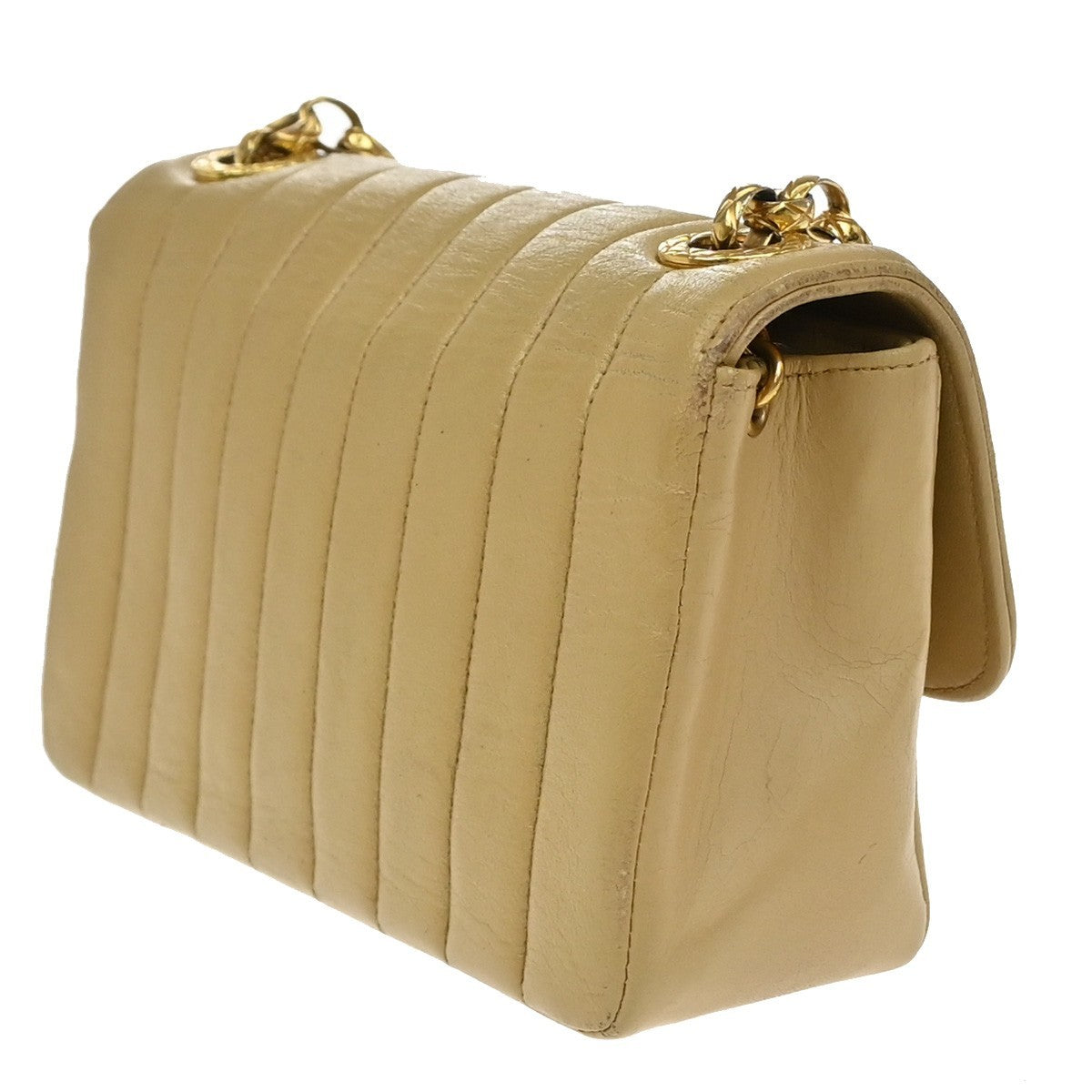 CHANEL CC Mademoisell Chain Mini Shoulder Bag Leather Beige GHW Vintage 330RF670