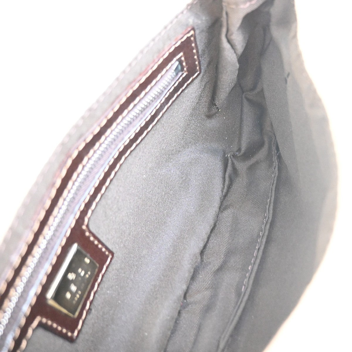 FENDI Mamma Baguette Zucca Shoulder Bag Canvas Leather White SHW Italy 98ZA279