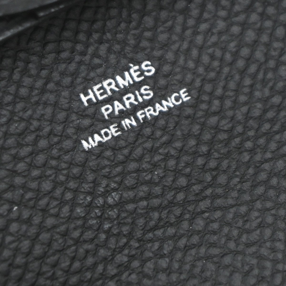 HERMES Logo Bastia Campact Wallet Coin Case Veau Epsom Leather Black 79LC621