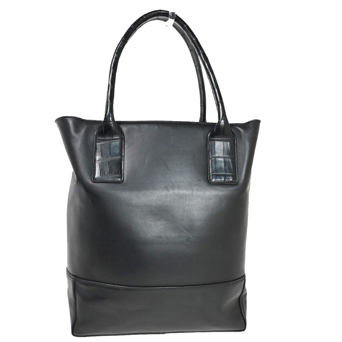 BOTTEGA VENETA Logo Shoulder Tote Bag embossing Leather Black Italy  75SH569