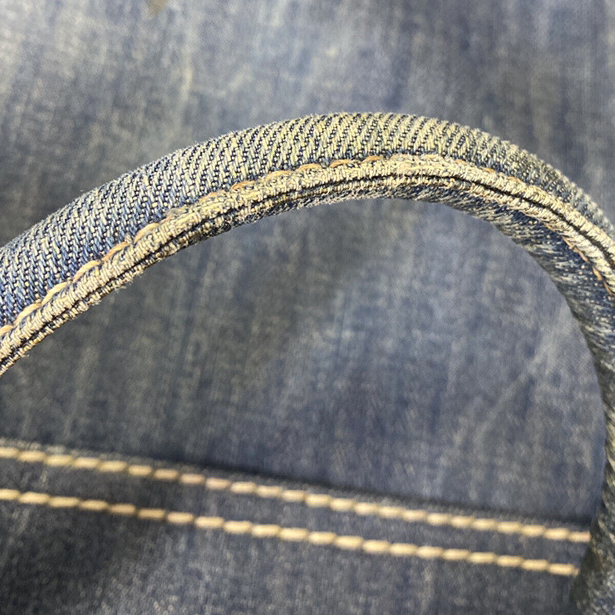 PRADA Logor Hand Tote Bag Denim Leather Blue Acio GHW Italy 80YG643