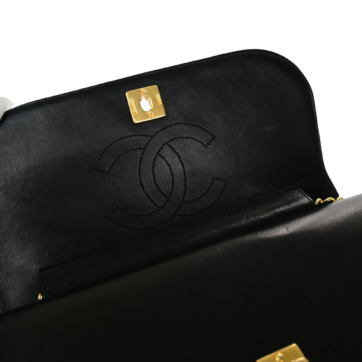 CHANEL CC Matelasse 23 Double Flap Chain Shoulder Bag Leather Black GHW 323RK827