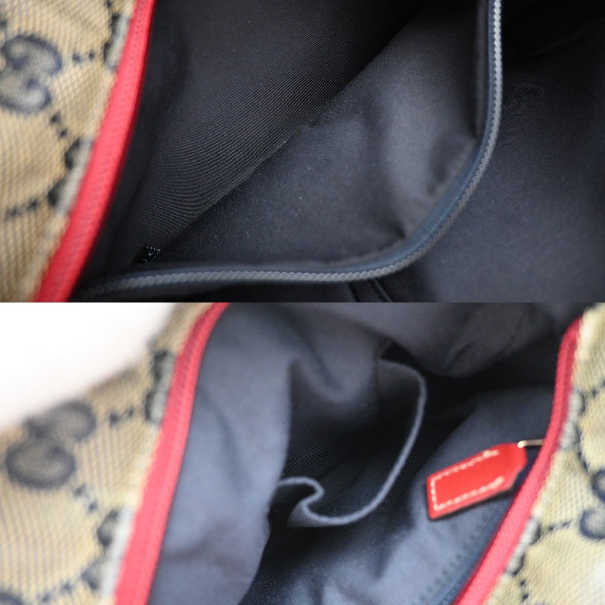 GUCCI GG Pattern Crystal Shoulder Bag Coating Canvas Leather Blue Red 88KP239