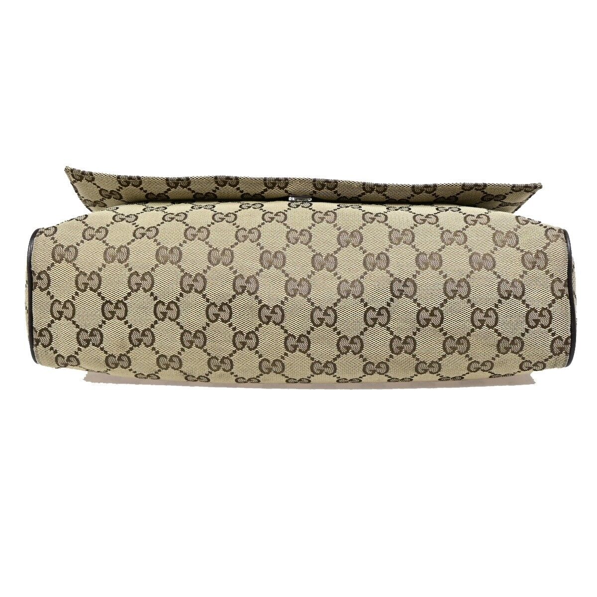 GUCCI Logo GG Pattern Shoulder Bag Canvas Leather Brown Silver Italy 80EB802