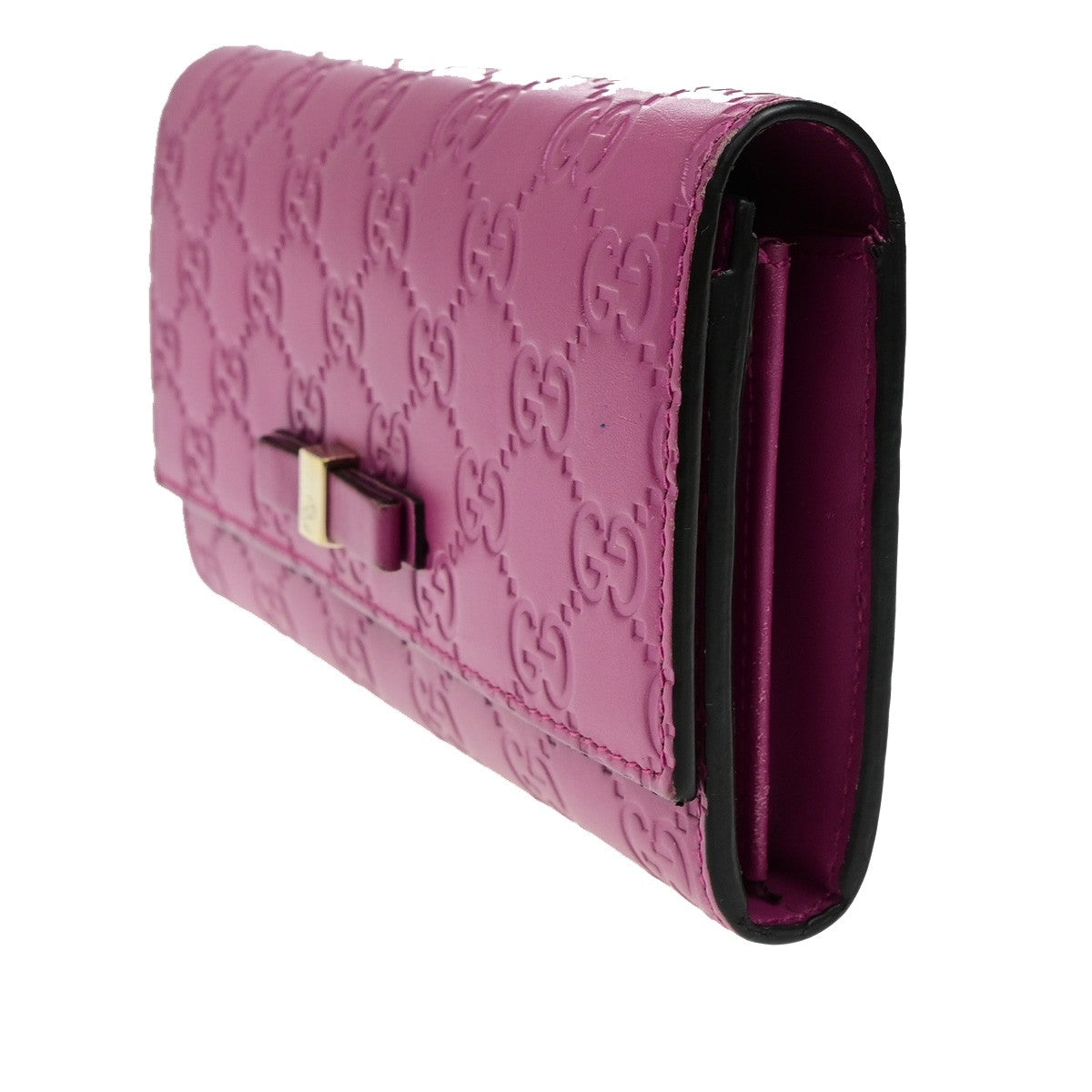 GUCCI Logo Guccissima GG Pattern Long Bifold Wallet Leather Pink GHW 04YH062