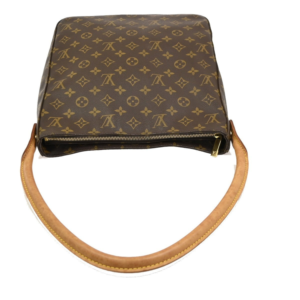 LOUIS VUITTON Logo Looping GM Shoulder Bag Monogram Leather Brown M51145 13PA045