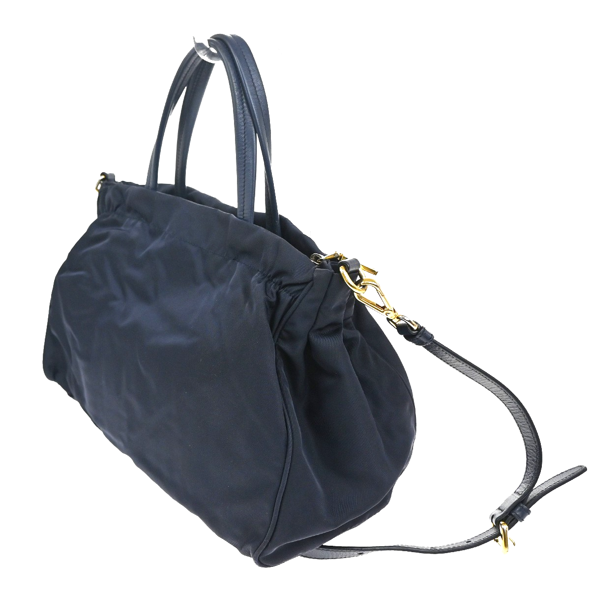 PRADA Logo Tessuto 2Way Shoulder Hand Bag Nylon Leather Navy Blue Italy 79KC009