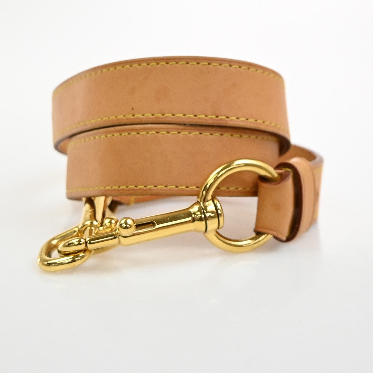 LOUIS VUITTON LV Logo Shoulder Bag Strap Leather Brown GHW 61MA604