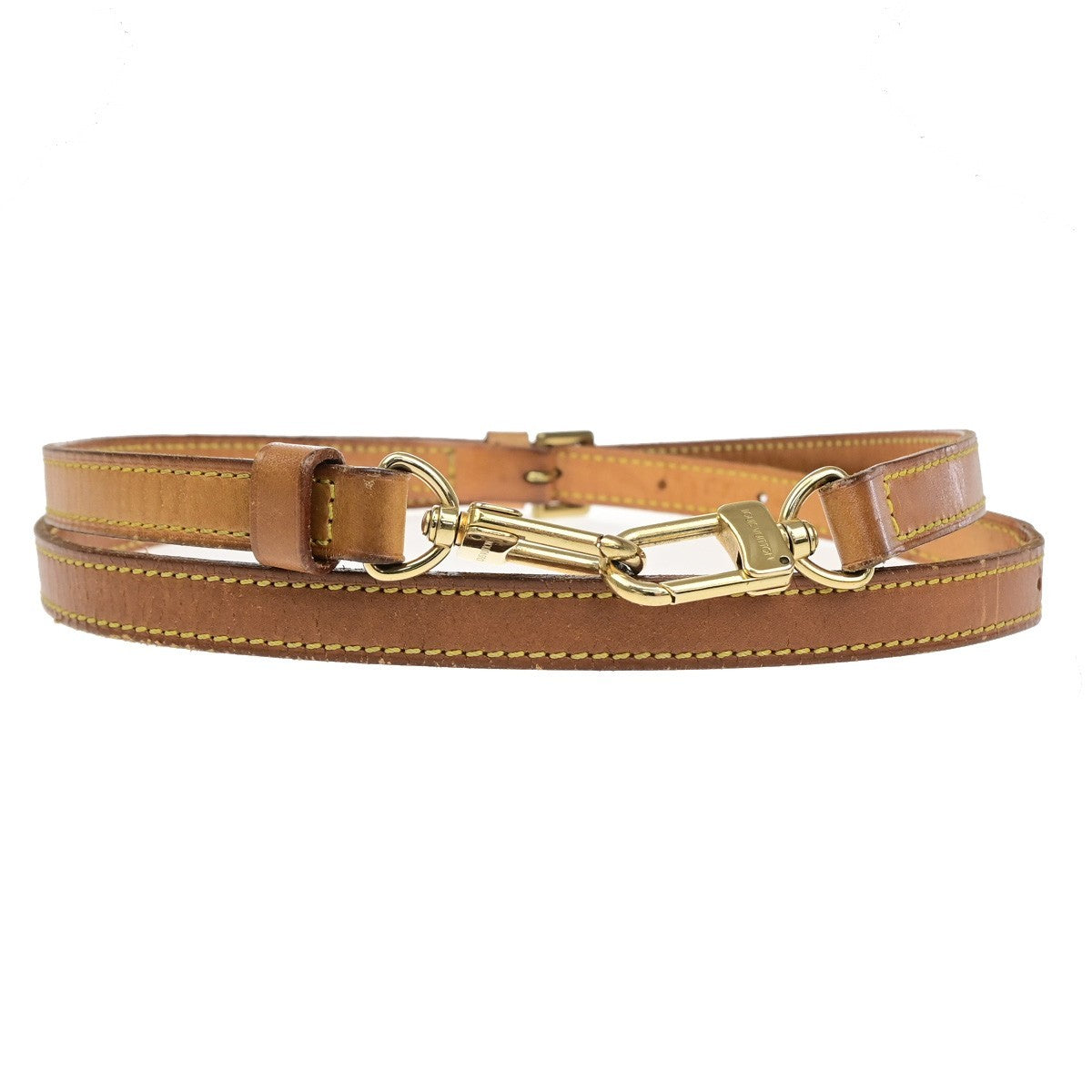 LOUIS VUITTON LV Logo Shoulder Bag Strap Leather Brown GHW France 61CB074